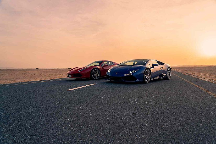 Ferrari Lamborghini desert